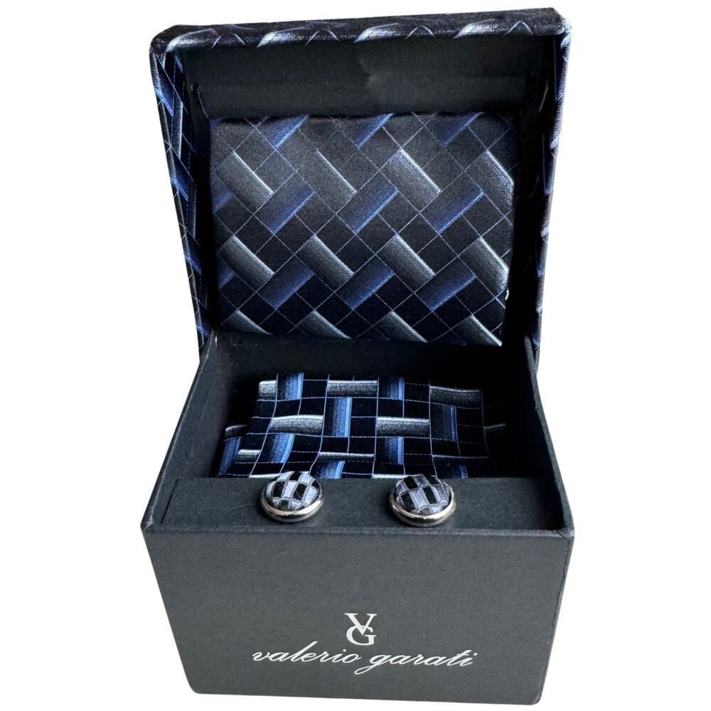Valerio Garati Tie Handkerchief & Cufflink Men's Boxed Set Handmade Woven Silk